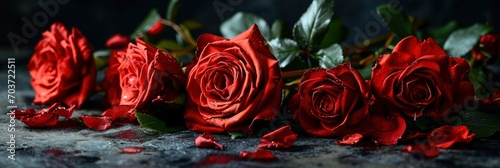 Beautiful Red Blooming Roses On Black  Banner Image For Website  Background  Desktop Wallpaper