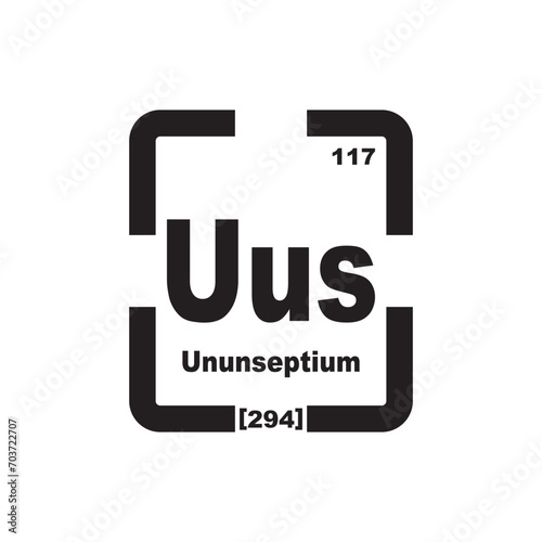Ununseptium chemistry icon,chemical element in the periodic table