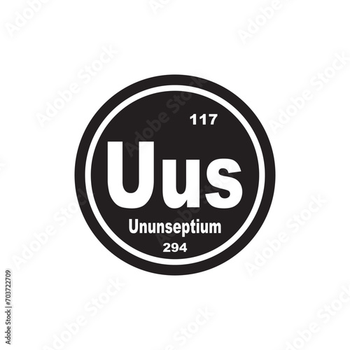Ununseptium chemistry icon,chemical element in the periodic table