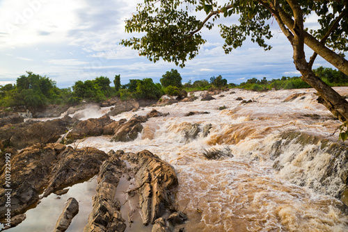 Li Phi Waterfall in Champasak, Southern of Laos. 