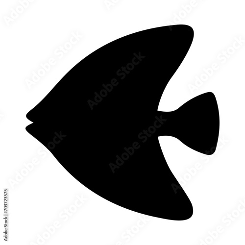 Tropical Fish Silhouette Illustration On Isolated Background
