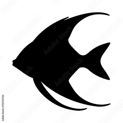 Tropical Fish Silhouette Illustration On Isolated Background