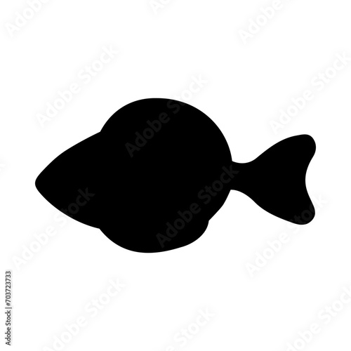 Tropical Fish Silhouette Illustration On Isolated Background
