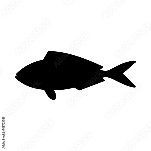 Tropical Fish Silhouette Illustration On Isolated Background