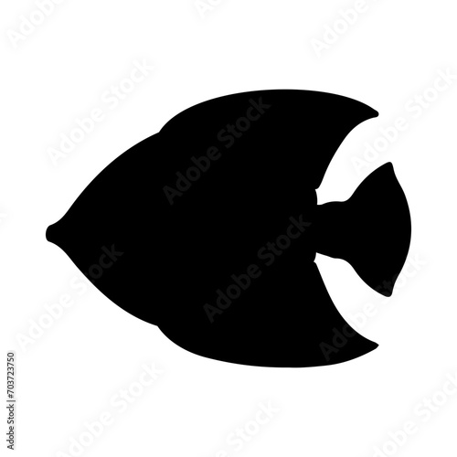 Tropical Fish Silhouette Illustration On Isolated Background