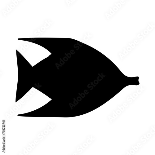 Tropical Fish Silhouette Illustration On Isolated Background