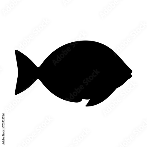 Tropical Fish Silhouette Illustration On Isolated Background