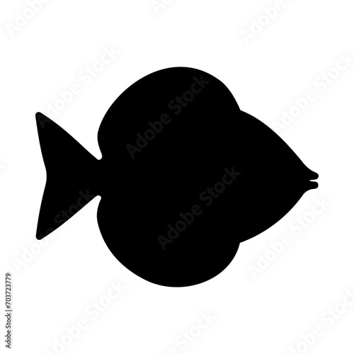 Tropical Fish Silhouette Illustration On Isolated Background