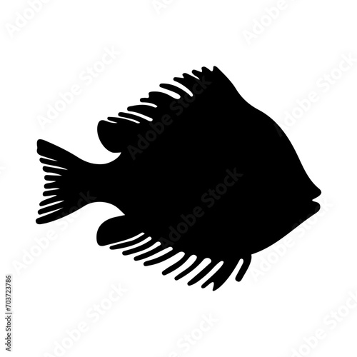 Tropical Fish Silhouette Illustration On Isolated Background
