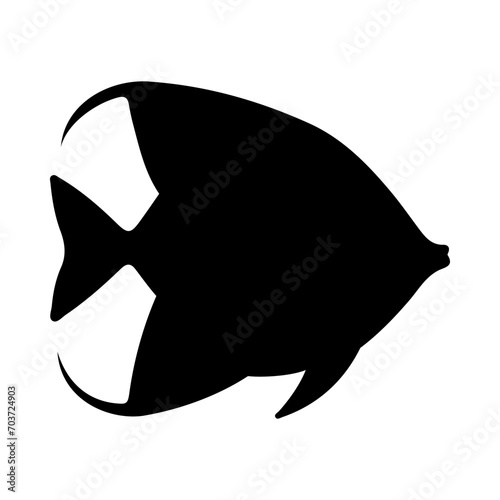 Tropical Fish Silhouette Illustration On Isolated Background