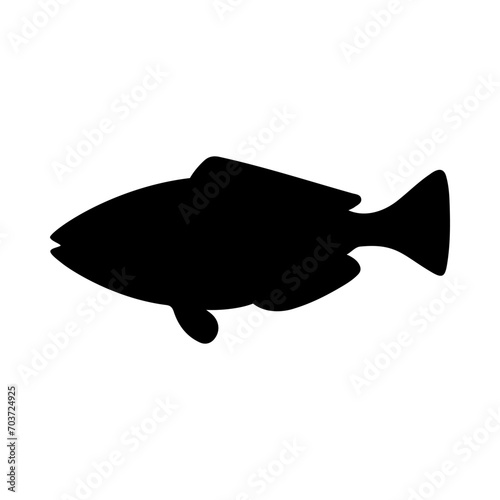 Tropical Fish Silhouette Illustration On Isolated Background