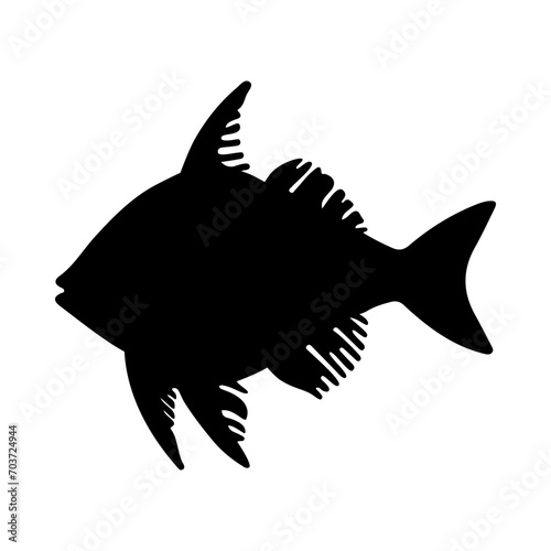 Tropical Fish Silhouette Illustration On Isolated Background
