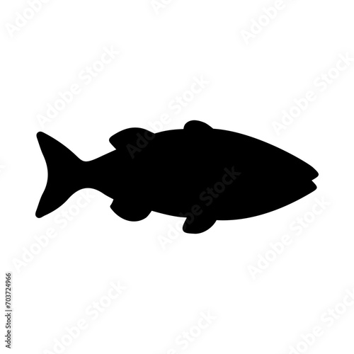 Tropical Fish Silhouette Illustration On Isolated Background