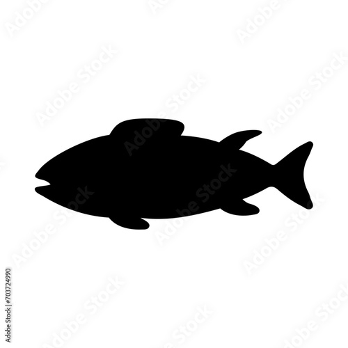 Tropical Fish Silhouette Illustration On Isolated Background