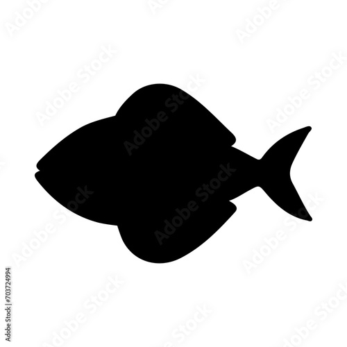 Tropical Fish Silhouette Illustration On Isolated Background