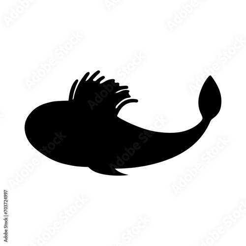 Tropical Fish Silhouette Illustration On Isolated Background