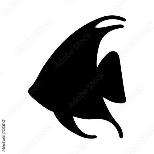 Tropical Fish Silhouette Illustration On Isolated Background