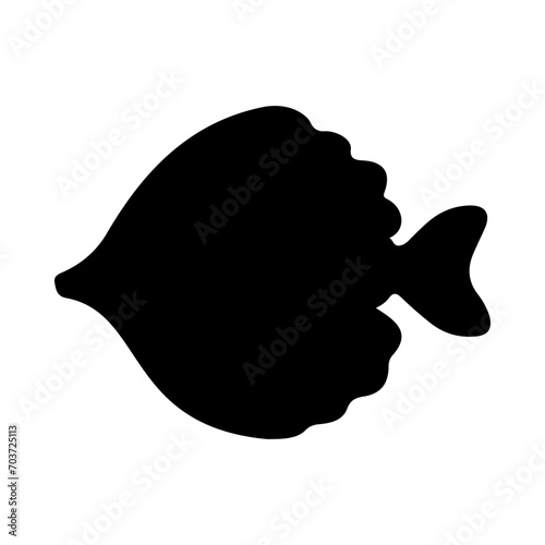 Tropical Fish Silhouette Illustration On Isolated Background