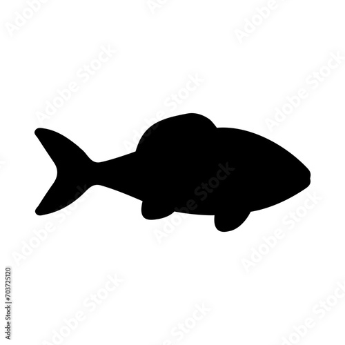 Tropical Fish Silhouette Illustration On Isolated Background