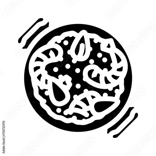 paella pan spanish cuisine glyph icon vector. paella pan spanish cuisine sign. isolated symbol illustration