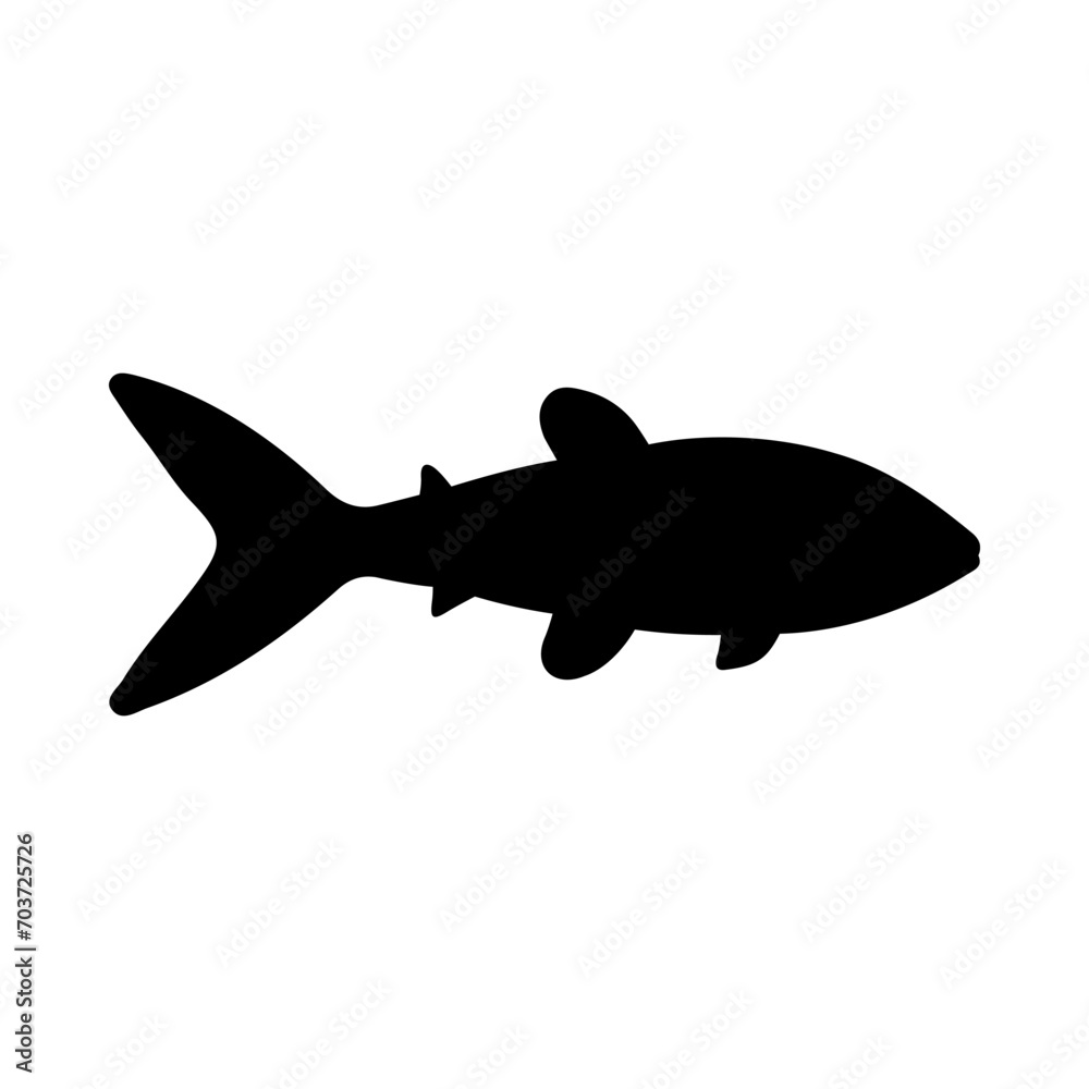 Tropical Fish Silhouette Illustration On Isolated Background Tropical Fish Silhouette Illustration On Isolated Background