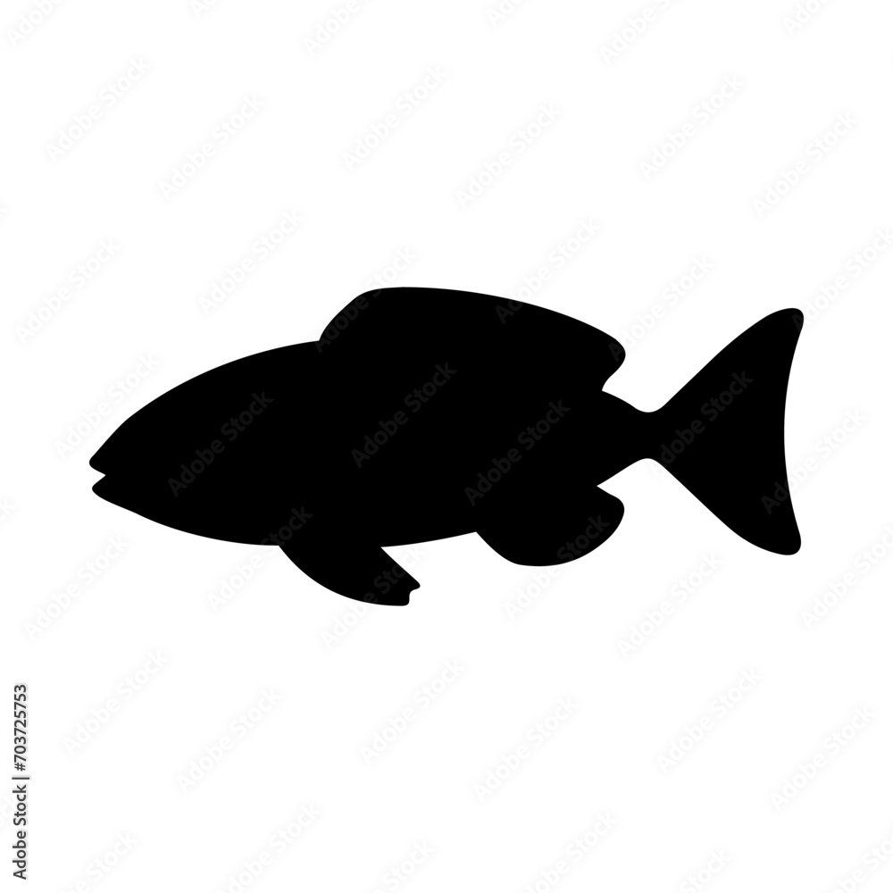 Tropical Fish Silhouette Illustration On Isolated Background