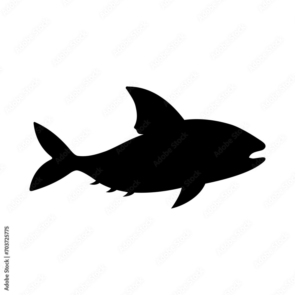 Tropical Fish Silhouette Illustration On Isolated Background Tropical Fish Silhouette Illustration On Isolated Background