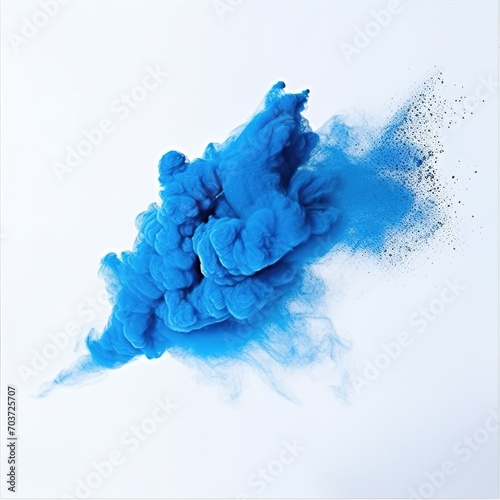 Blue smoke cloud with white background