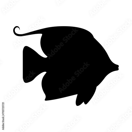 Tropical Fish Silhouette Illustration On Isolated Background