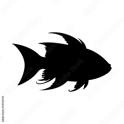Tropical Fish Silhouette Illustration On Isolated Background