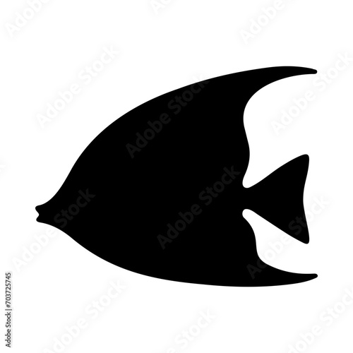 Tropical Fish Silhouette Illustration On Isolated Background