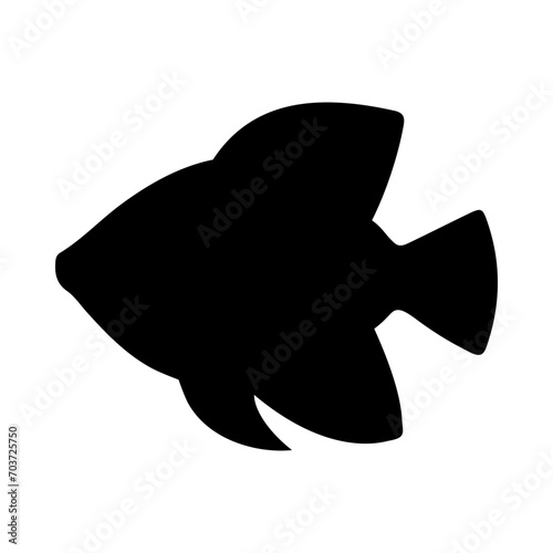 Tropical Fish Silhouette Illustration On Isolated Background
