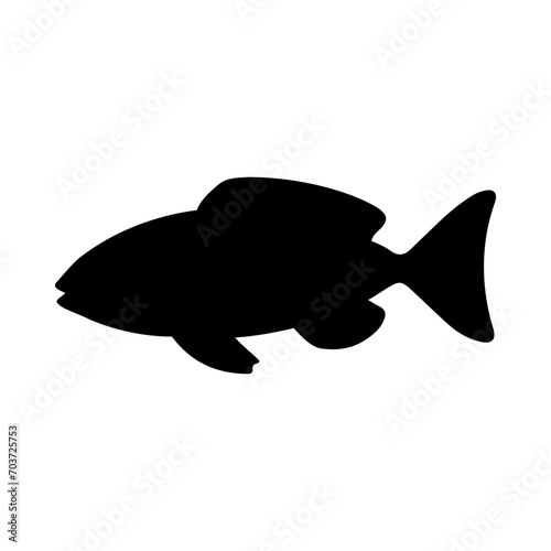 Tropical Fish Silhouette Illustration On Isolated Background