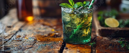Green Carbonated Drink Fancy Straw St, HD, Background Wallpaper, Desktop Wallpaper