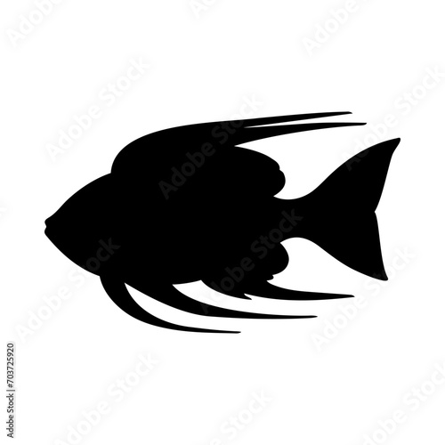 Tropical Fish Silhouette Illustration On Isolated Background