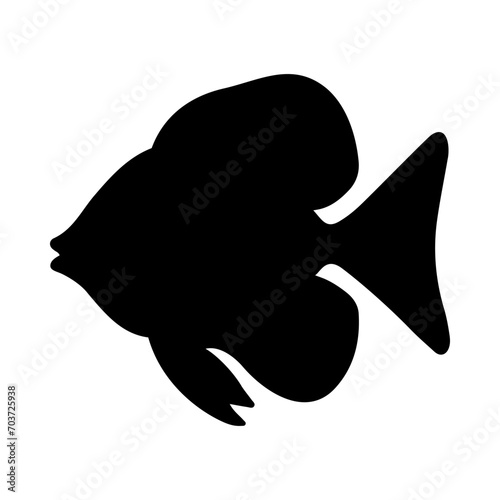 Tropical Fish Silhouette Illustration On Isolated Background