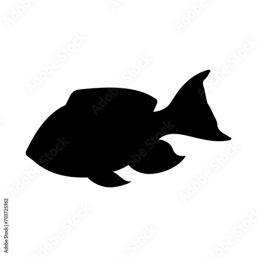 Tropical Fish Silhouette Illustration On Isolated Background