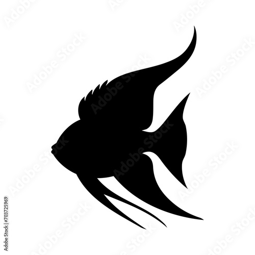 Tropical Fish Silhouette Illustration On Isolated Background