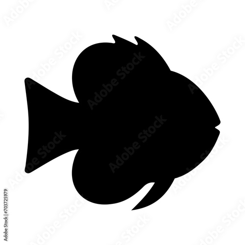 Tropical Fish Silhouette Illustration On Isolated Background
