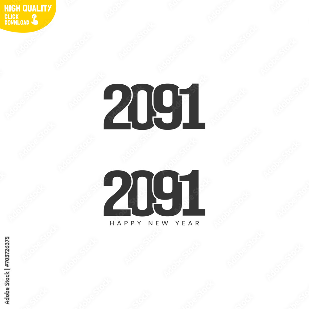 Creative Happy New Year 2091 Logo Design Creative Happy New Year 2091 Logo Design