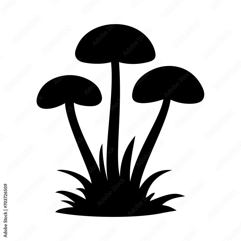 Mushrooms Silhouette Illustration On Isolated Background Mushrooms Silhouette Illustration On Isolated Background