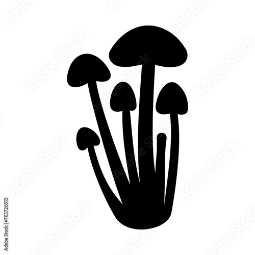 Mushrooms Silhouette Illustration On Isolated Background