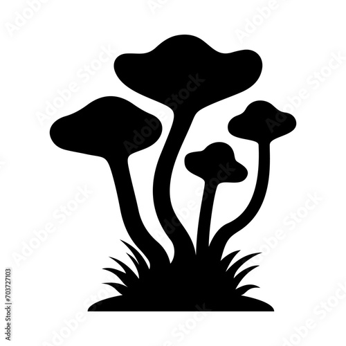 Mushrooms Silhouette Illustration On Isolated Background