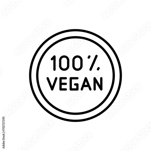 Vegan label outline icons, minimalist vector illustration ,simple transparent graphic element .Isolated on white background