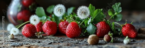 Bright Bouquet Strawberry Shells Dandelion Leaves  Banner Image For Website  Background  Desktop Wallpaper