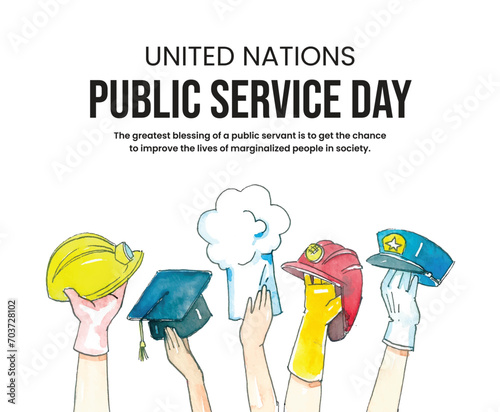 United Nations Public Service Day, banner, poster, social media post, vector illustration, awareness, observance, 23 June, brochure, flyer, stop racism, humanity, equality, diversity, inclusion