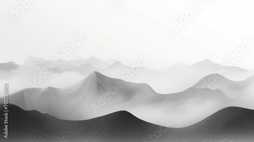 Stylish Black and White Mountain Line Art Wallpaper - Modern Minimalism for Elegant Homes and Offices, Nature-Inspired Graphic Design for a Serene Atmosphere.