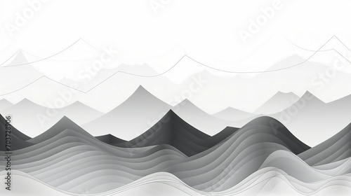 Stylish Black and White Mountain Line Art Wallpaper - Modern Minimalism for Elegant Homes and Offices, Nature-Inspired Graphic Design for a Serene Atmosphere.