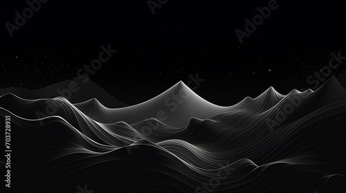 Stylish Black and White Mountain Line Art Wallpaper - Modern Minimalism for Elegant Homes and Offices, Nature-Inspired Graphic Design for a Serene Atmosphere.