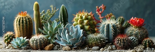 Collection Various Cactus Succulent Plants Differe, Banner Image For Website, Background, Desktop Wallpaper photo